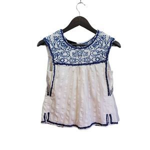 Dolce Vita Blue Careen Embroidered Swing Back Top size S
